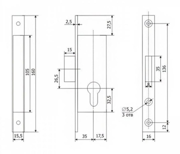 Гардиан PROFI 35.01.16 б/о без ц/м Замок врезной б/руч (24)
