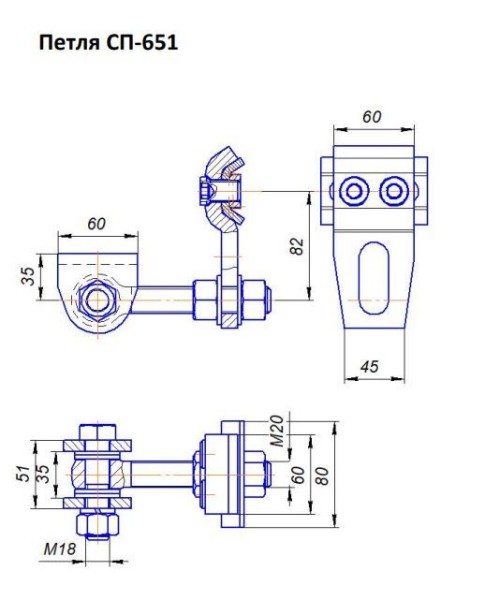 Симеко СП-651 (ф20мм) петля для калитки и ворот (10)