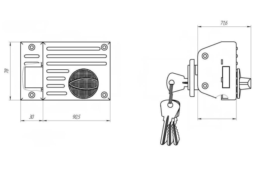 Д-град Зенит ЗН1-2.1 бронза Замок накладной (16)