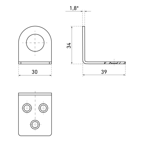 Проушина д/нав.замков Кунгур 30х70 угловая цинк d15мм пара (100,50,10!!!)