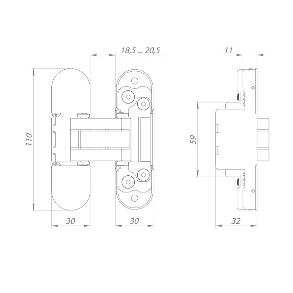 Петля скрытой установки UNION 2.0 ZN (2.2) BL черный