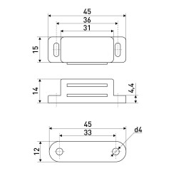 StahlBuro L-45 h-14 белый (4шт.) Магнит мебельный (160,10)