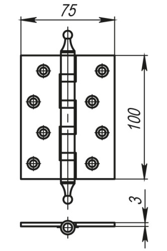 Петля универсальная IN4500UA PN (500-A4) 100x75x3 перл. никель Box