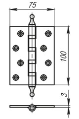 Петля универсальная IN4500UA PN (500-A4) 100x75x3 перл. никель Box