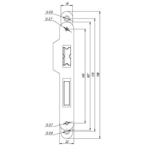 Корпус врезного замка c защёлкой METLH25-50 Box (LH 25-50) GP золото