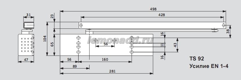 DORMA TS 92 G размеры
