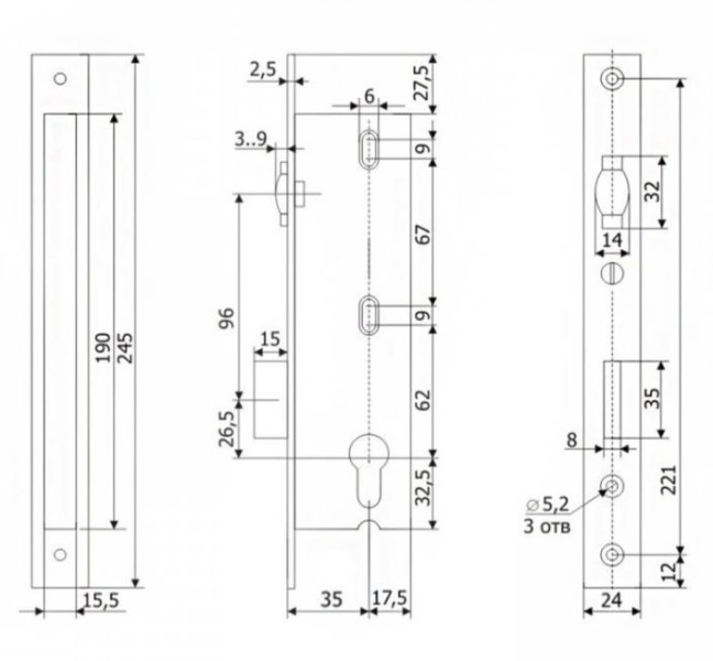 Гардиан PROFI 35.11Р.24 б/о без ц/м с/ролик.ЗЩ Замок врезной б/руч (15)
