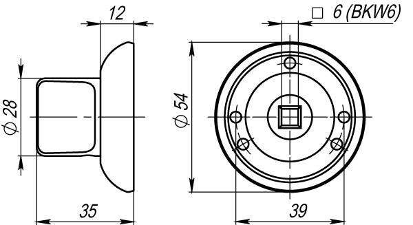 Ручка поворотная BKW6.R.LD54 (BKW6) CP-8 хром