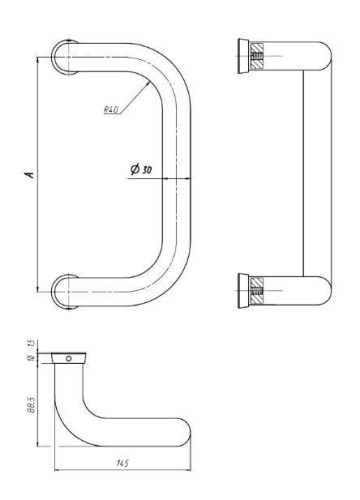 ЛДМ Ручка офисная АРД-01 (300х30 мм) 9006 бело-алюм.Ручка-скоба (10)