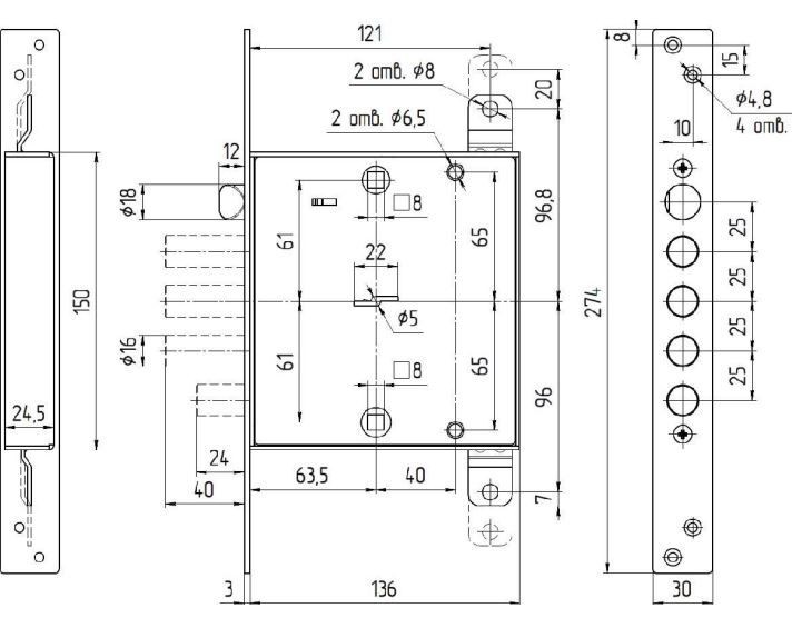 Балашиха ЗВ9 144.1.0 Х (ЗВСП-2ТЗЩЗД) универ. б/о б/руч задвиж Замок врезной тяж (10,5)