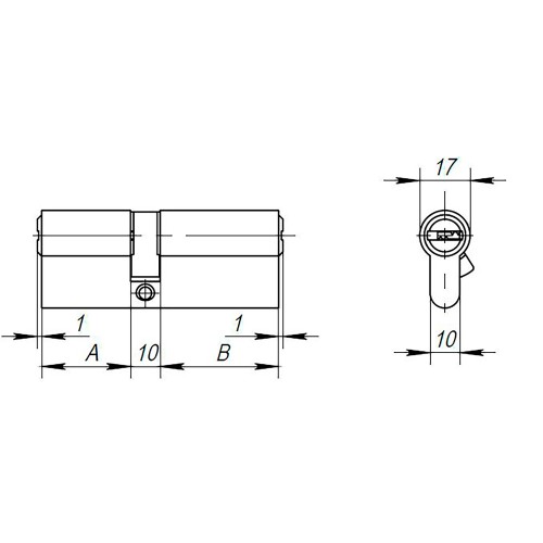 Цилиндровый механизм (AX200/100) AX2000Key100 mm (45+10+45) CP хром 5 кл.