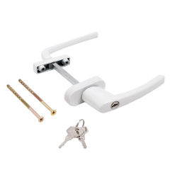 Ручка балконная с ключом белая двухстор.узкая/обычная, алюмин. WINDOORPRO 9016 (40,10)