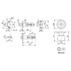 Ручка защелка DK672 AC-BK (6072 AC-B) (фик.) медь