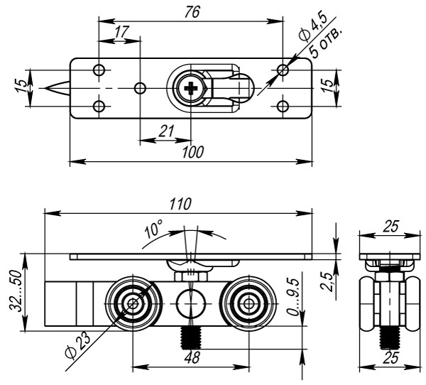 Комплект роликов для раздвижных дверей SLD.Comfort.SET.rollers/80 (Comfort 80/4 kit)