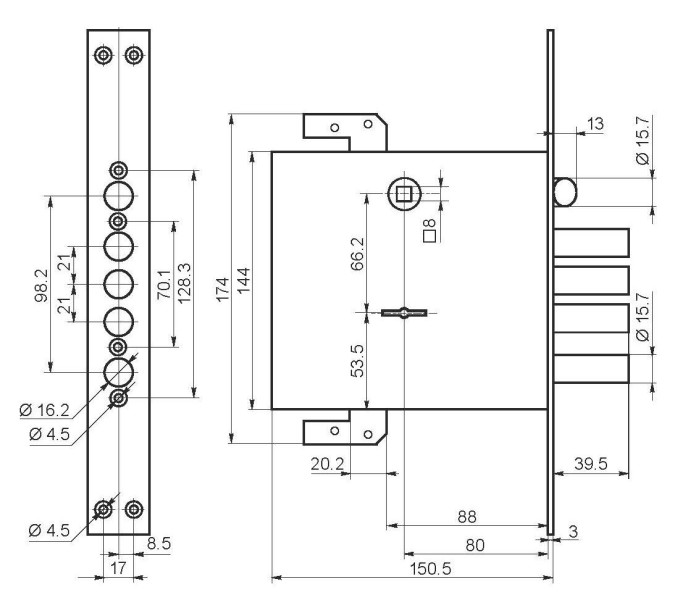 Рязань ЗВ 9-8МК4Т/15  ЛП8 универсал. "BORDER" б/о с/т 77741 Замок врезной тяж (6)