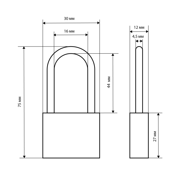 СТАНДАРТ HG-330L дл.дужка d4,5мм ЕВРОПАКЕТ Замок навесной (200,25)