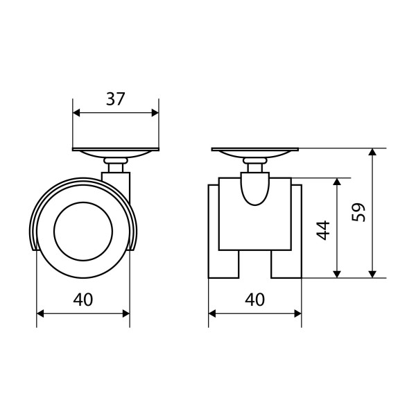 Soller опора колесная резиновый ход 40мм Упакованная (150)