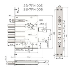 Крит ЗВ-7РК-006-Хп торц.защелки б/о, без ЦМ, м/о 85мм арт.00017 Замок врезной тяж.(10)
