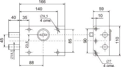 Сенат ЗНС 4-2 3кл б/о  двухсторонний 110 Замок накладной тяж (6)