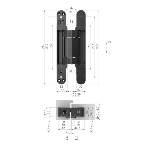 Петля скрытой установки U3D2200.VPG BL черный TECH