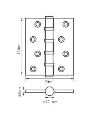 RENZ 100-4BB FH SW/CP 4 подш супер.бел./хром блест. 100*75 Петля дверная 2 шт (50;1!!!) НОВИНКА