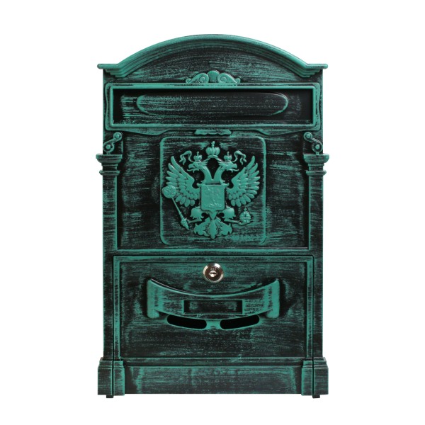 Ящик почтовый АЛЛЮР №4011В "Герб" зеленая патина (5)