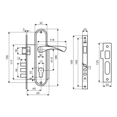 АЛЛЮР 103/3-61А(1203) AC ст.медь мал.корпус Замок врезной с/руч  (12)
