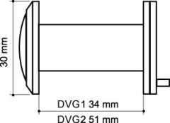 Глазок дверной противопожарный, оптика стекло DV-PRO 1/60-35/BR/HD (DVG1/HD) SN мат. никель