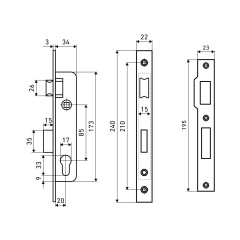 АЛЛЮР 7011-20 СР хром узкопроф с защ. б/мех.Замок врезной б/руч (30)