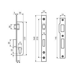 АЛЛЮР 7016-20 СР хром узкопроф с/ролик.фикс б/мех. Замок врезной б/руч (30)