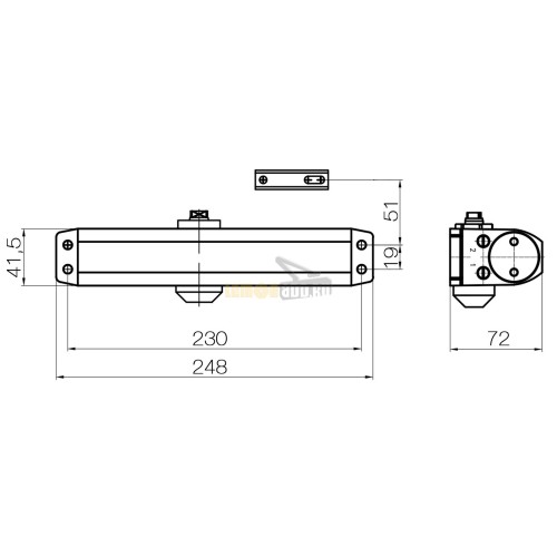 DL 180A BC (корпус доводчика в комплекте с рычагом)