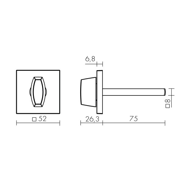 Ручка поворотная BKW8x75.K.TRG52 SSC-16 сатин хром