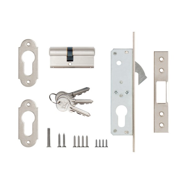 Замок врезной цилиндровый узкопрофильный 201 (20 mm) (никель), 3 кл.