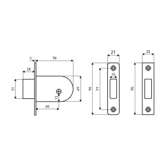АЛЛЮР 90 лат. крест.ключ Замок врезной б/руч (30)