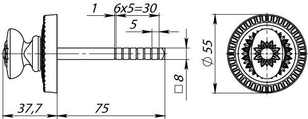 Ручка поворотная BKW8.R.CL55 (BKW8/CL) OB-13 античная бронза