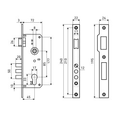 АЛЛЮР 9045-3RB CP без ц/м Замок врезной б/руч (30)