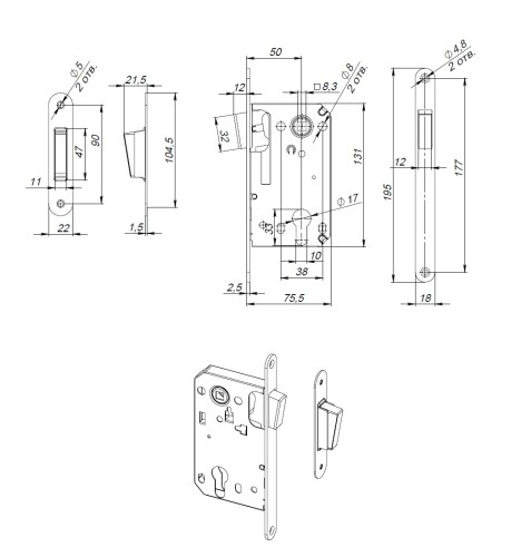 Корпус замка MAGN5300-M-C (5300-M-C) SN мат.никель