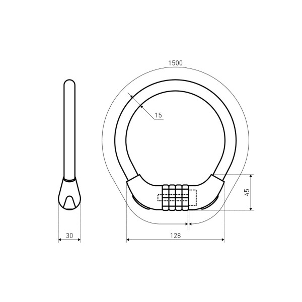 БУЛАТ ВС 557 (d15*1500) кодовый, с креплением на раму велосипеда Замок велосипедный тросовый (30,10)