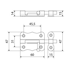 Кунгур ЗТ2-60 цинк фигурный Шпингалет Упакованный (150)