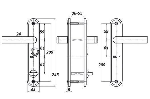 Балашиха НР 0601 для замков ЗВ9 144 / ЗВ9 154 лев.медн Комплект ручек (10)