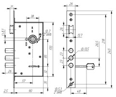 Д-град Зенит ЗВ9-6  сувальдный,  ЗЩ б/о  м/о 85 Замок врезной б/руч (12)