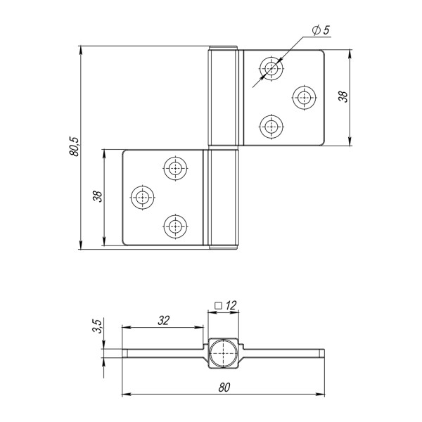 Петля универсальная флажковая FL.IN3800.US MWSC-33 итальянский тисненый