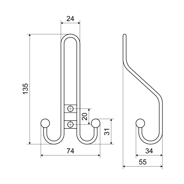 Крючок-вешалка №12 ХРОМ Упакованная (30)