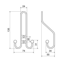 Крючок-вешалка №12 ХРОМ Упакованная (30)