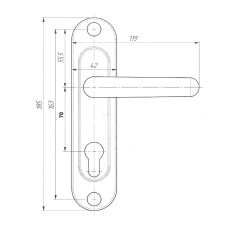 Ручка дверная на планке РФ1-70.02 хром