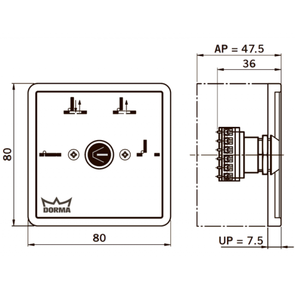 dormakaba ED Механический запираемый 4-позиционный переключатель режимов