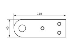 Домарт Проушина усиленная прямая 120*40 (толщ. 5мм) черный d 15мм (50)