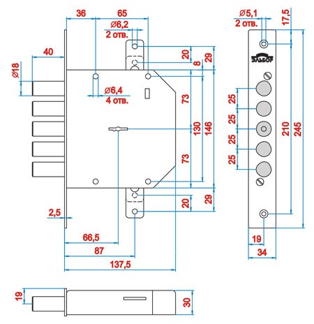 Замок врезной сувальдный Гранит 1.06.01, 5 кл. /00405/