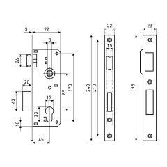 АЛЛЮР 9045 B CP без ц/м  Замок врезной б/руч (30)