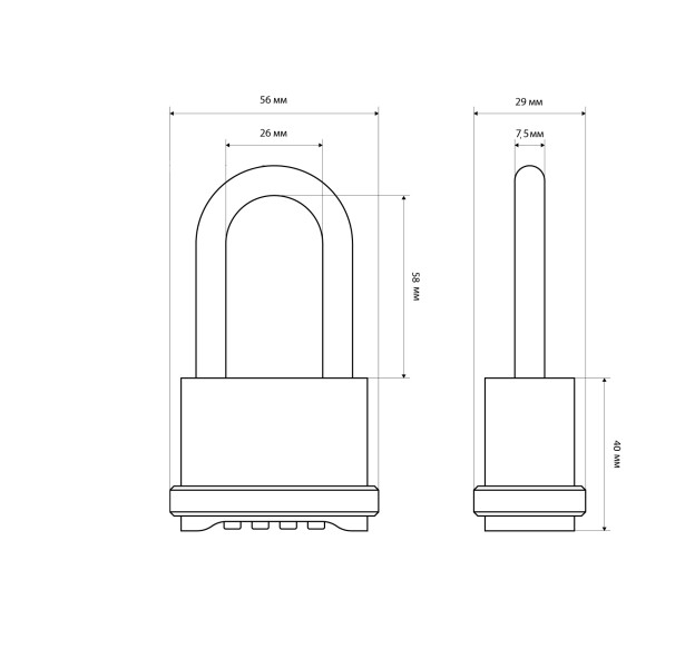 БУЛАТ ВС 564-01 кодовый d=7,5 мм Замок навесной (24,6)